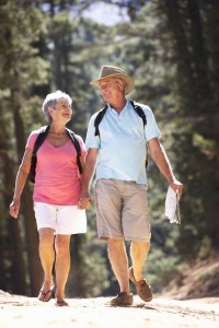 Senior couple on country walk